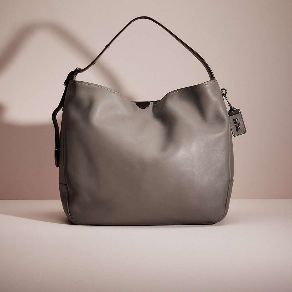 Coach Restored Bedford Hobo In Pewter/heather Grey