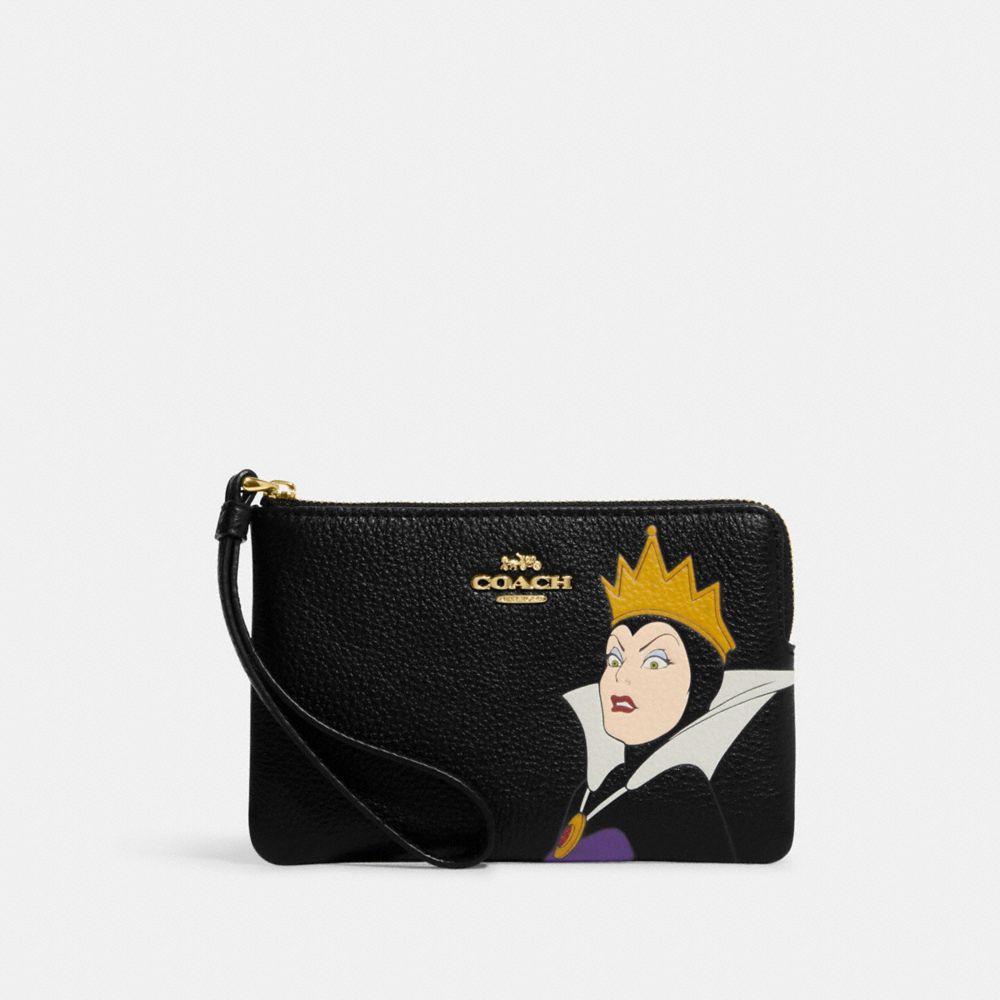 Coach Disney X Coach Corner Zip Wristlet With Evil Queen Motif