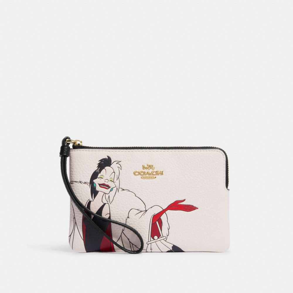 COACH X DISNEY コーチ クルエラリストレット ポーチ ヴィランズ-