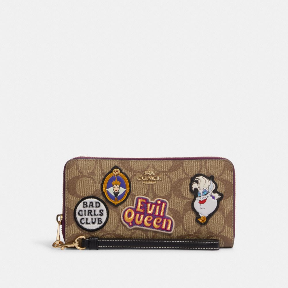 COACH®  Disney X Coach Long Zip Around Wallet In Signature Canvas