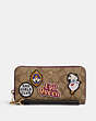 Disney X Coach Long Zip Around Wallet In Signature Canvas With Patches