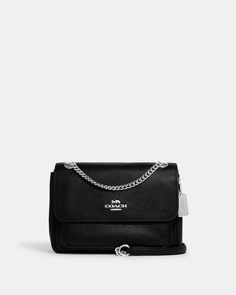 COACH®,KLARE CROSSBODY 25,Pebbled Leather,Silver/Black,Front View