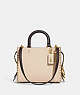 COACH®,ROGUE 25 IN COLORBLOCK WITH RIVETS,Smooth Leather,Medium,Brass/Ivory Multi,Front View