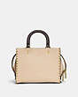 COACH®,ROGUE 25 IN COLORBLOCK WITH RIVETS,Smooth Leather,Medium,Brass/Ivory Multi,Back View