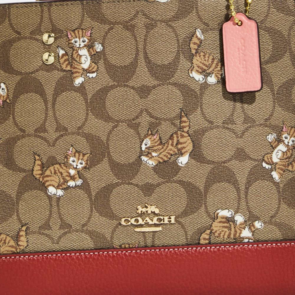COACH® | Dempsey Tote 22 In Signature Canvas With Dancing Kitten Print
