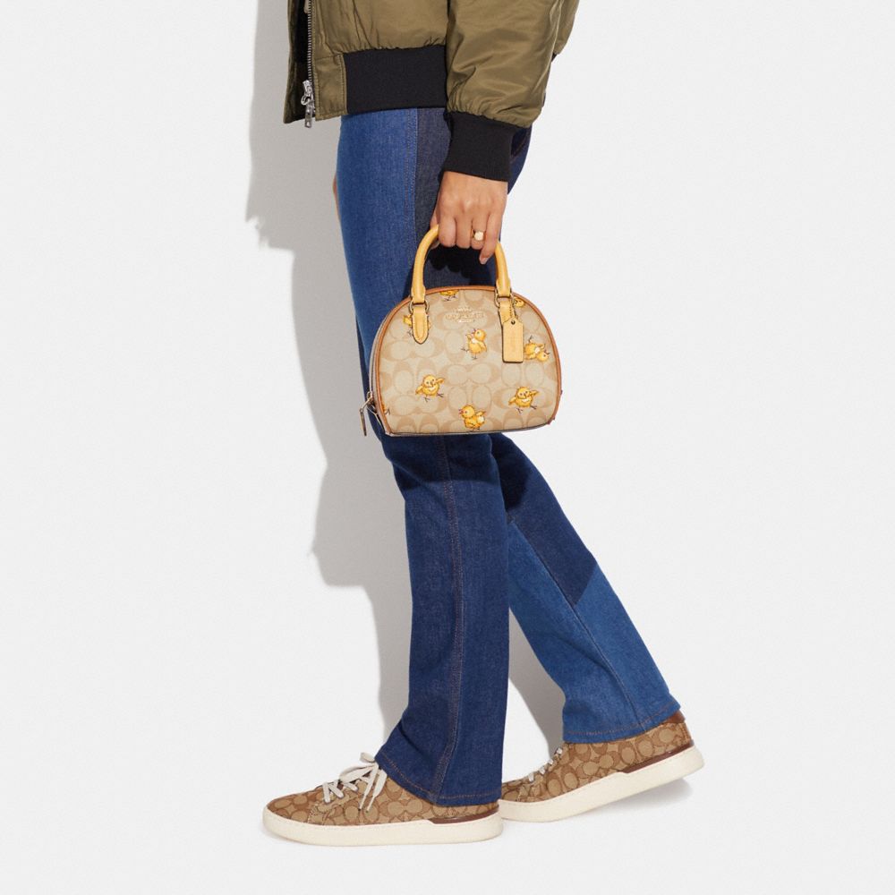 COACH® | Sydney Satchel In Signature Canvas With Tossed Chick Print