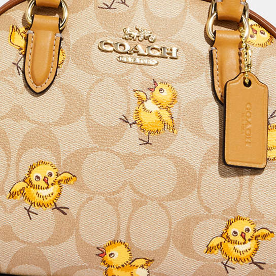 COACH® | Sydney Satchel In Signature Canvas With Tossed Chick Print