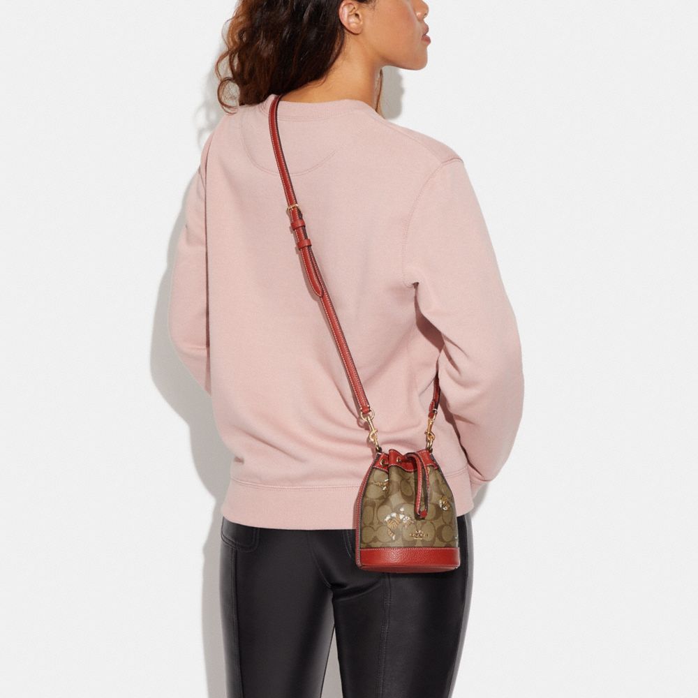 COACH® | Mini Dempsey Bucket Bag In Signature Canvas With Dancing Kitten  Print