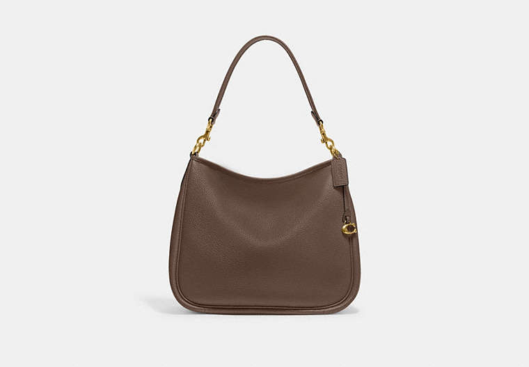 COACH®,CARY SHOULDER BAG,Pebble Leather,Large,Brass/Dark Stone,Front View
