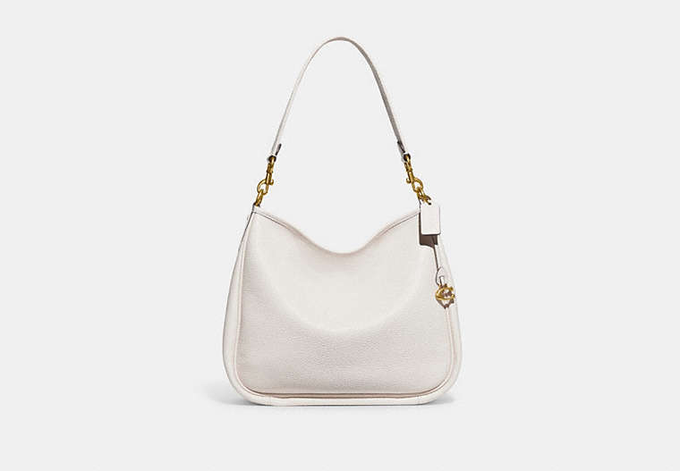 COACH®,CARY SHOULDER BAG,Pebble Leather,Large,Brass/Chalk,Front View