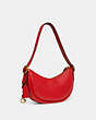 COACH®,LUNA SHOULDER BAG,Pebble Leather,Small,Brass/Sport Red,Angle View
