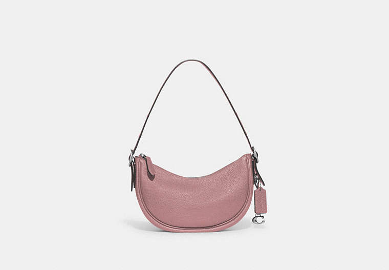 COACH®,LUNA SHOULDER BAG,Pebble Leather,Small,Silver/Faded Purple,Front View