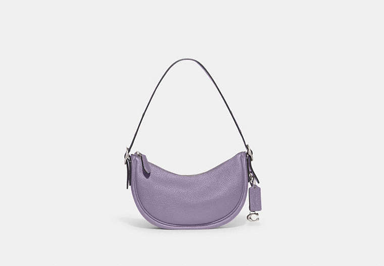 COACH®,LUNA SHOULDER BAG,Pebble Leather,Small,Silver/Light Violet,Front View