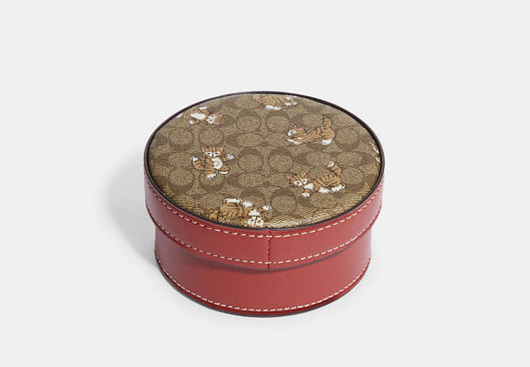 Trinket Box In Signature Canvas With Dancing Kitten Print