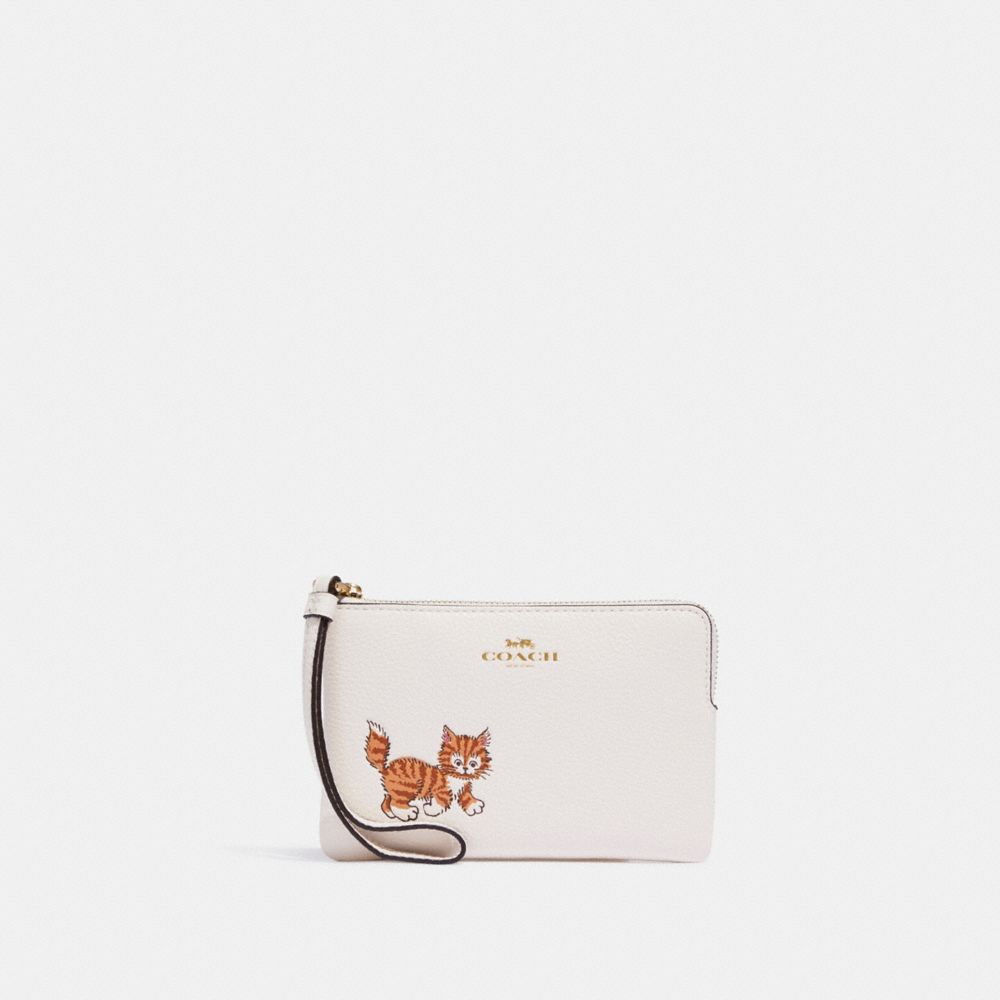 COACH® | Corner Zip Wristlet With Dancing Kitten