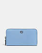 COACH®,ACCORDION ZIP WALLET,Polished Pebble Leather,Mini,Silver/Pool,Front View