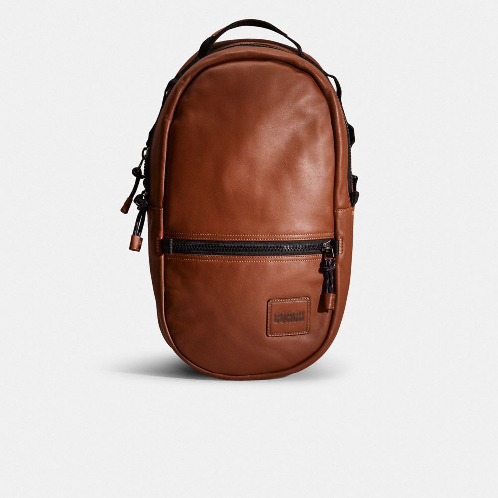 Coach Restored Pacer Backpack With  Patch In Saddle/black Copper