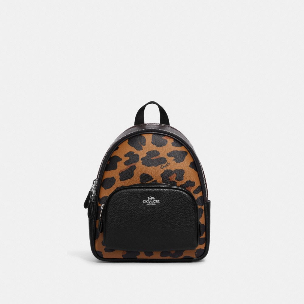 COACH® Mini Court Backpack In Signature Canvas With Leopard Print