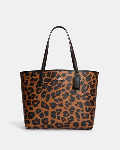 City Tote With Leopard Print And Signature Canvas Interior