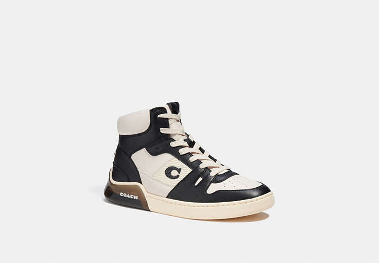 COACH®,CITYSOLE HIGH TOP SNEAKER,Leather,Chalk/Black,Front View