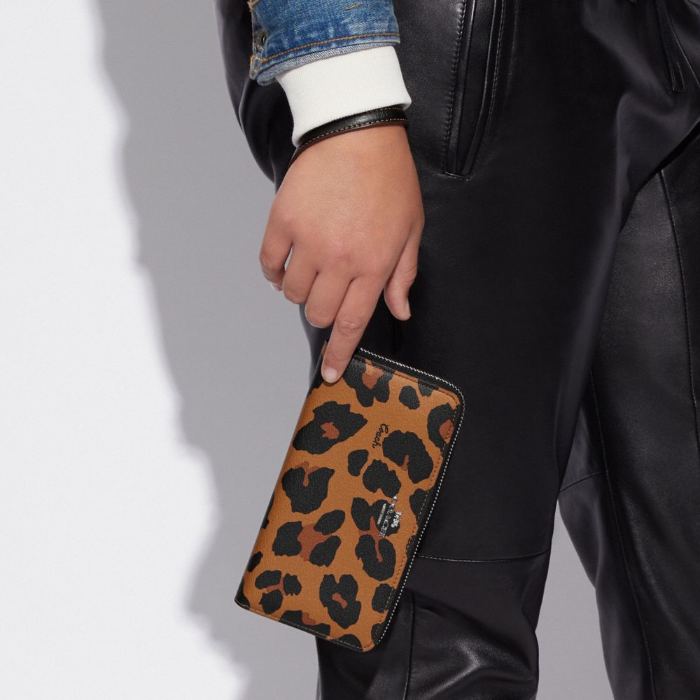 COACH® | Long Zip Around Wallet With Leopard Print And Signature Canvas  Interior