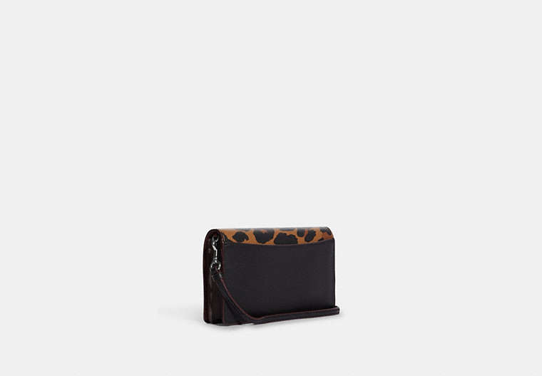 Anna Foldover Clutch Crossbody With Leopard Print And Signature Canvas