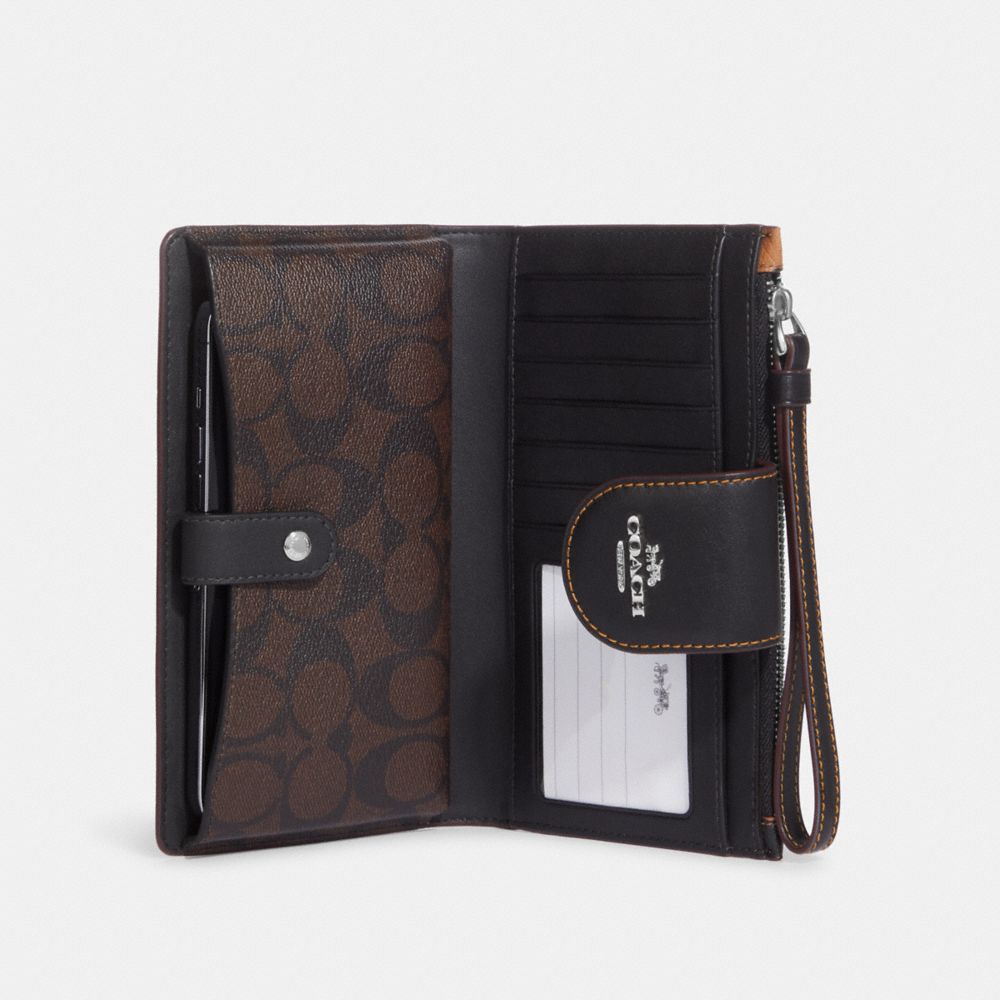 COACH® | Tech Wallet With Leopard Print And Signature Canvas Interior