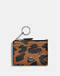 COACH®,MINI SKINNY ID CASE WITH LEOPARD PRINT,Leather,Mini,Silver/Light Saddle Multi,Front View