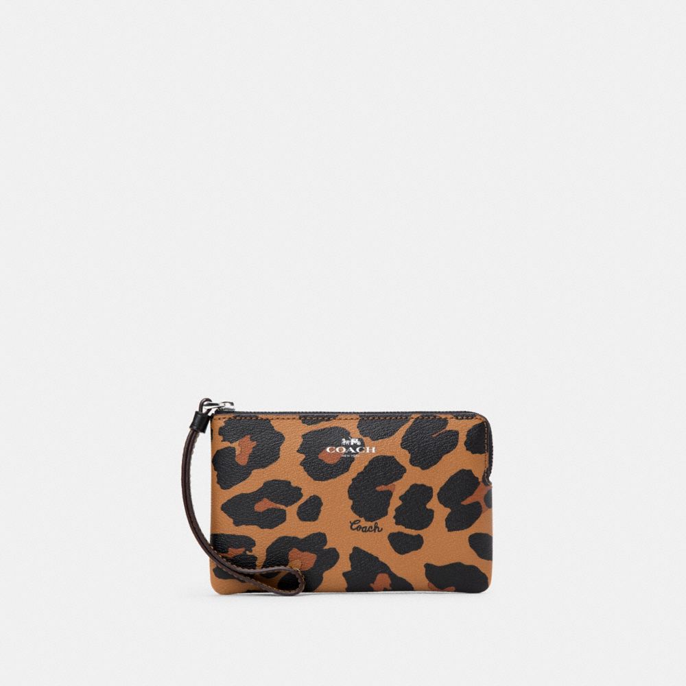 COACH® | Corner Zip Wristlet With Leopard Print