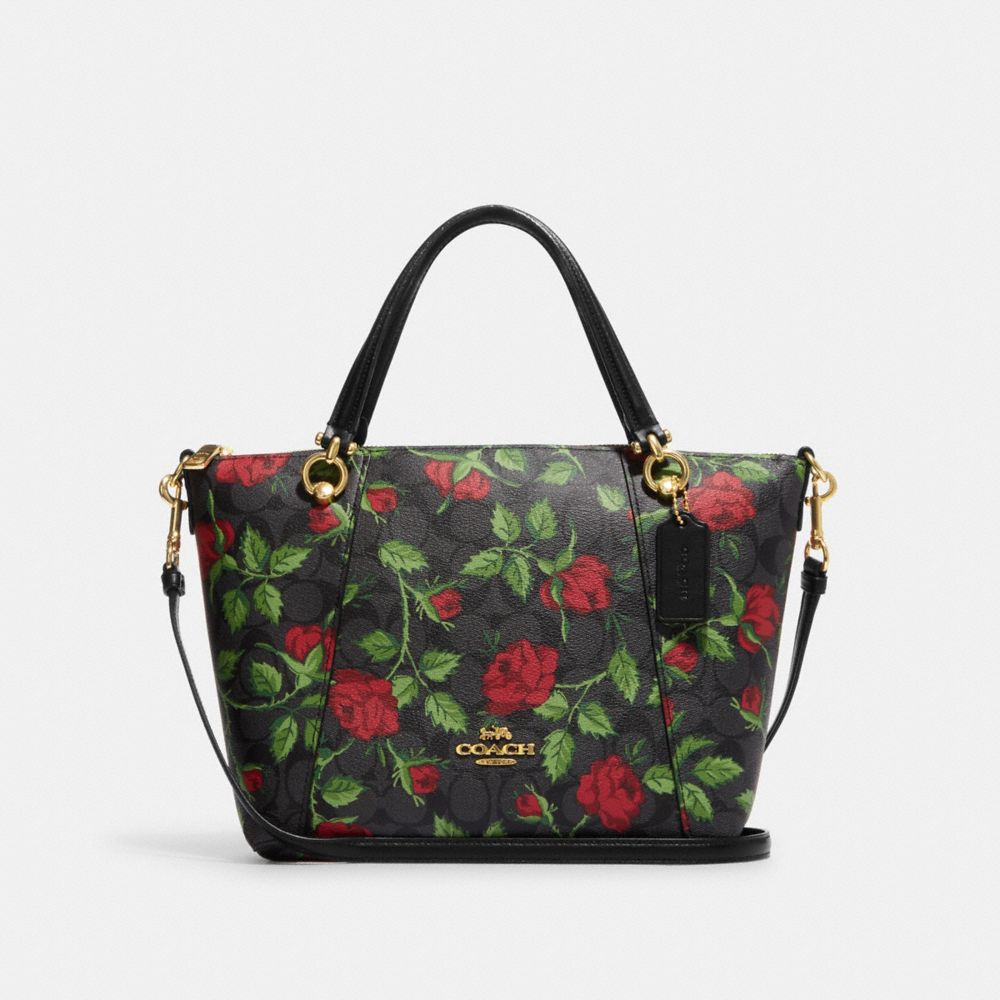 COACH® | Kacey Satchel In Signature Canvas With Fairytale Rose Print