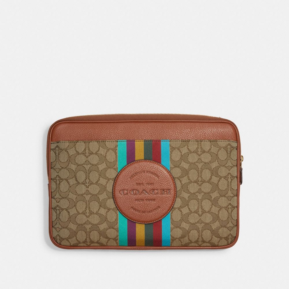 COACH®,Laptop Sleeve In Signature Jacquard With Stripe And Coach Patch,,Inside View,Top View