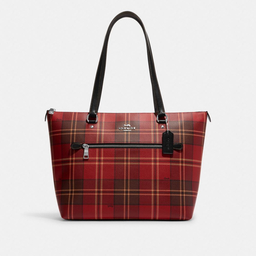 COACH® | Gallery Tote With Tartan Plaid Print