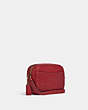 COACH®,MINI JAMIE CAMERA BAG IN SIGNATURE LEATHER,Smooth Calf Leather,Small,Gold/1941 Red,Angle View