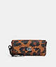COACH®,SUNGLASS CASE WITH LEOPARD PRINT AND SIGNATURE CANVAS INTERIOR,Leather,Silver/Brown Black Multi,Front View