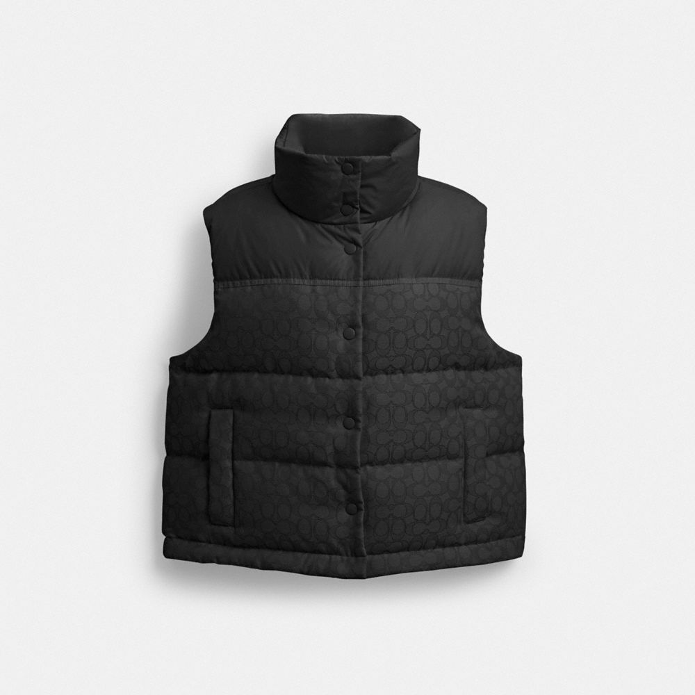 COACH®,Signature Down Vest,,Front View