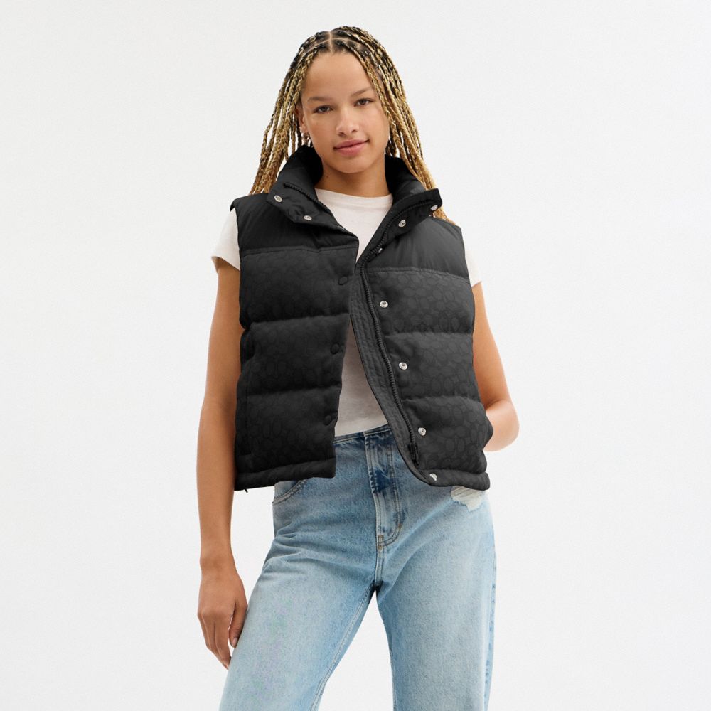 COACH®,Signature Down Vest,,Scale View
