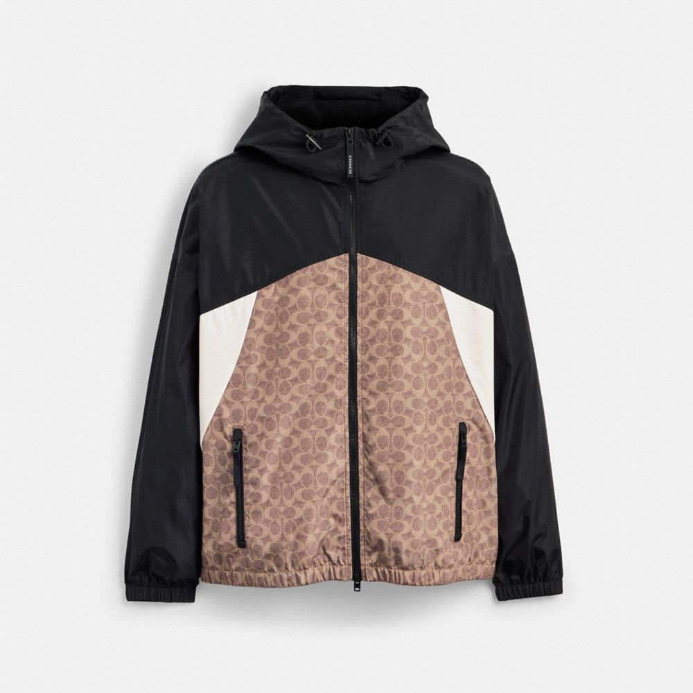 COACH®,Signature Windbreaker In Recycled Polyester,,Front View