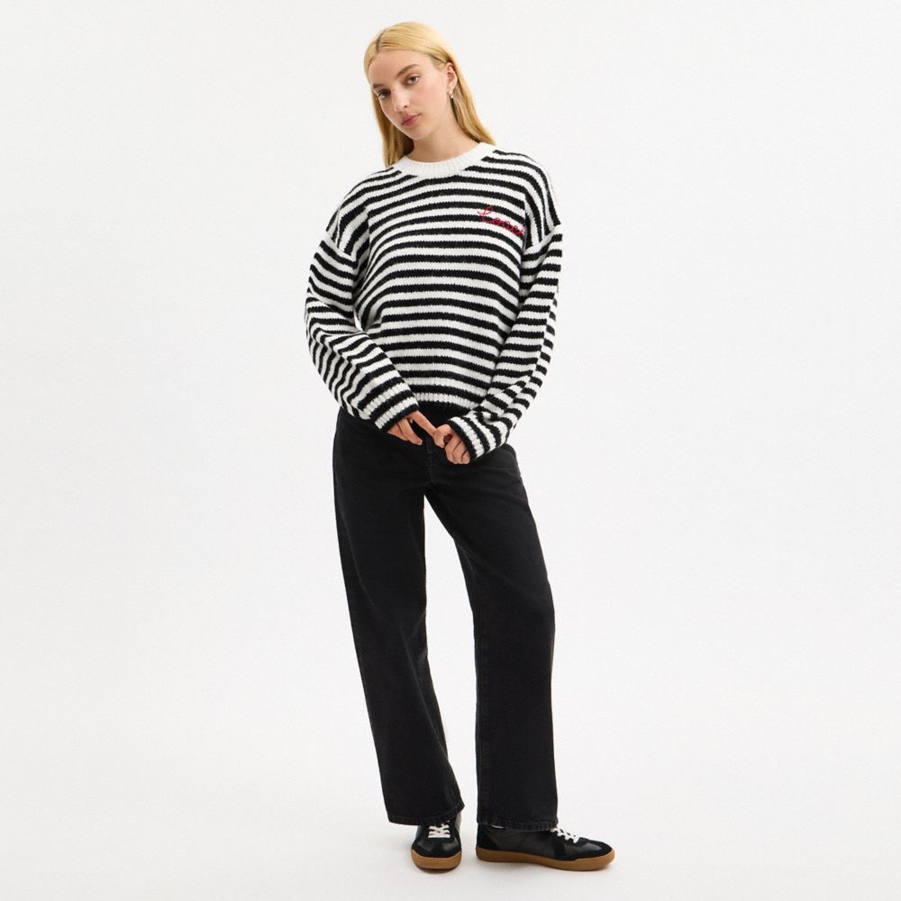 COACH®,Coach Striped Sweater,Alpaca,Acrylic,Polyamide,Lycra,Wool,Soft Wool,Spandex,Synthetic,Elastodiene,Pullover,Sweater,...,Multi Color,Scale View