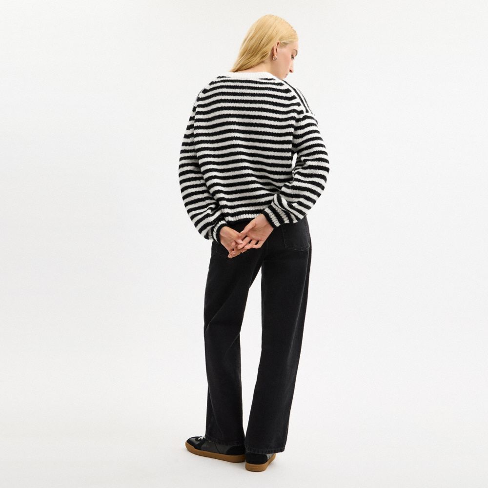 COACH®,Coach Striped Sweater,Alpaca,Acrylic,Polyamide,Lycra,Wool,Soft Wool,Spandex,Synthetic,Elastodiene,Pullover,Sweater,...,Multi Color,Scale View