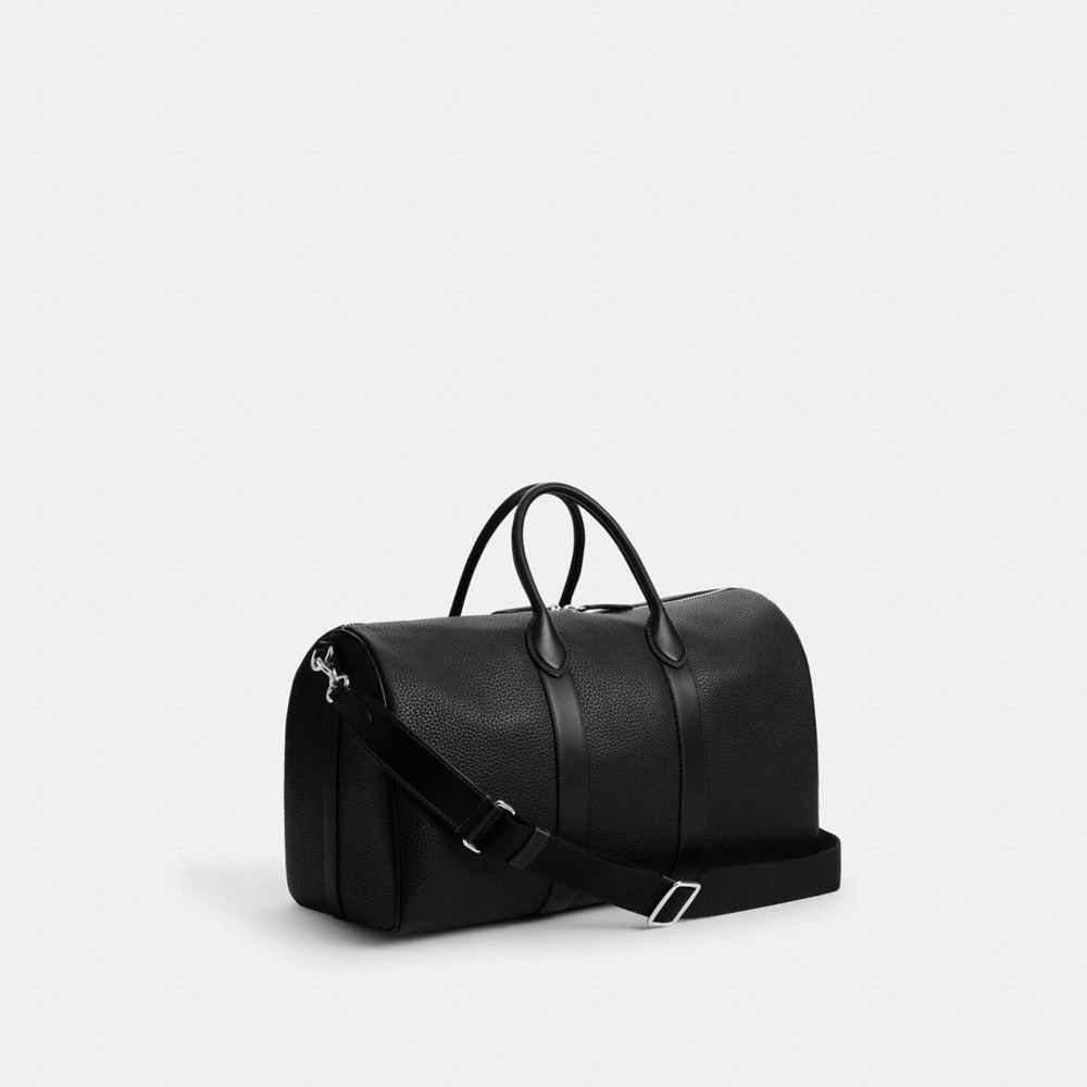 COACH®,Compass Bag 45,Leather,Duffle Bag,Silver Metal,Black,Angle View