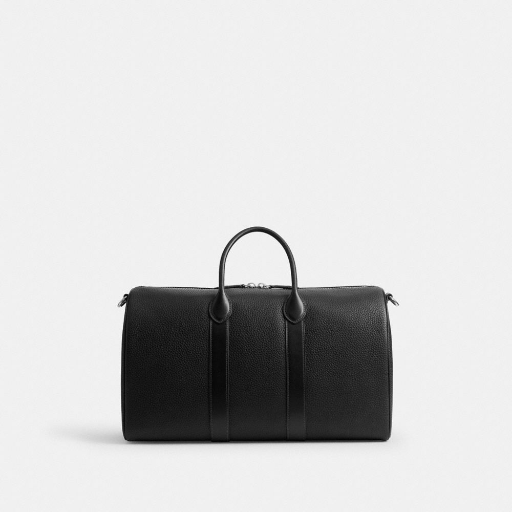 COACH®,Compass Bag 45,Leather,Duffle Bag,Silver Metal,Black,Back View