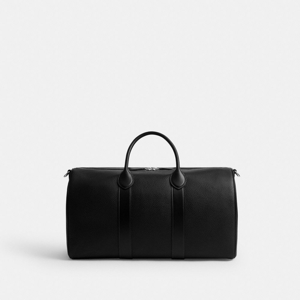 COACH®,Compass Bag 50,Leather,Weekender,Silver Metal,Black,Back View