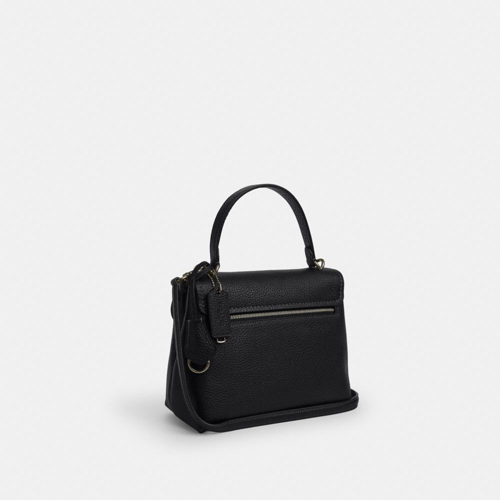 COACH®,Emory Top Handle Bag,Leather,Satchel,Adjustable,Compact,Lined,Casual,Black,Angle View