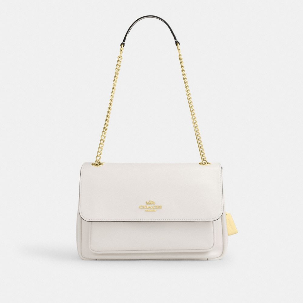 COACH®,Elodie Crossbody Bag,Leather,Shoulder Bag,Lined,Silver Metal,Day Party,White,Front View