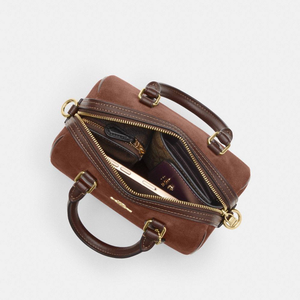 COACH®,Mini Rowan Crossbody Bag,Brown,Inside View,Top View