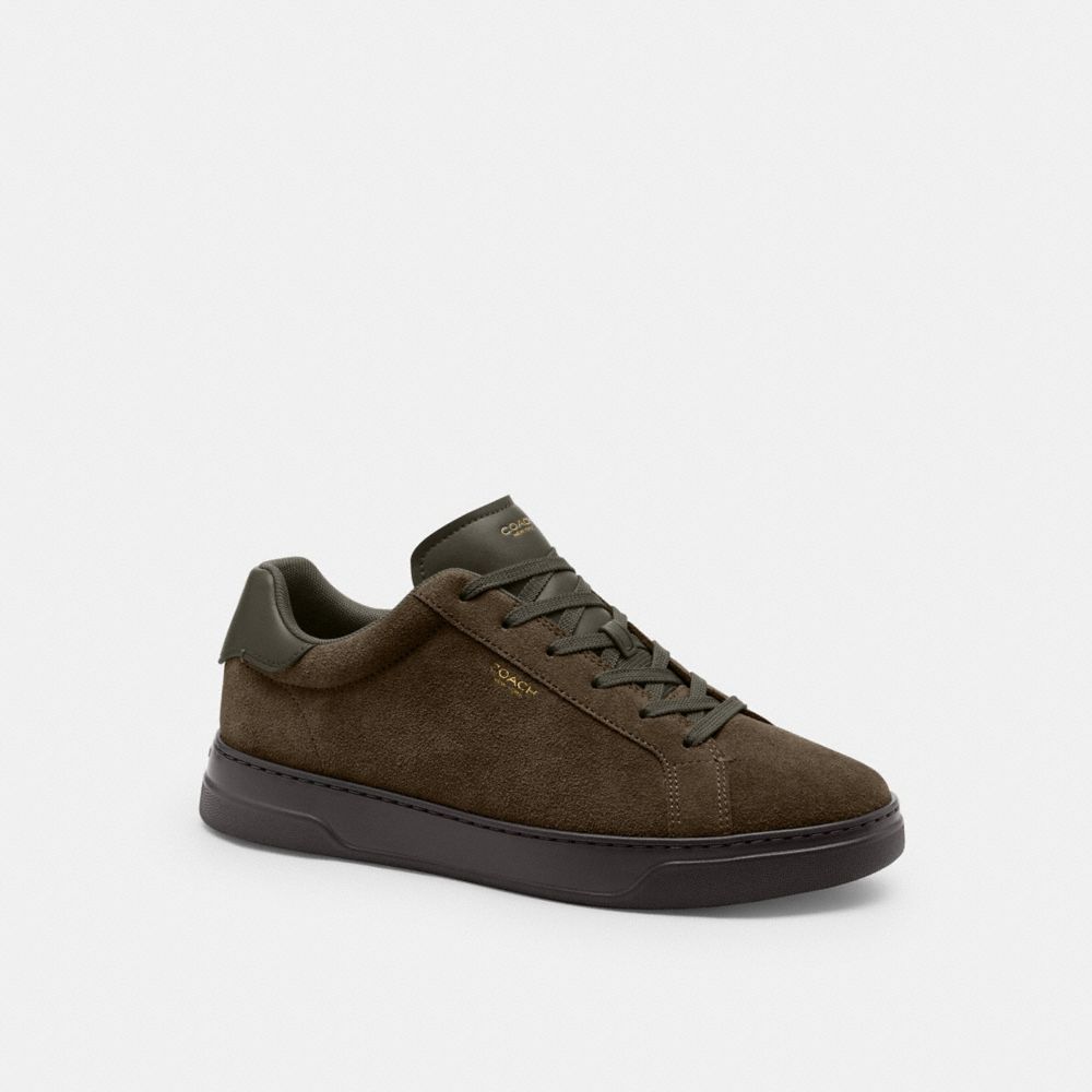 COACH®,High Line Sneaker,Lining Leather,Leather,EVA,Suede,Casual,Low Top,Fabric,Color Block,Cushioned Outsole,Casual,Olive,Front View