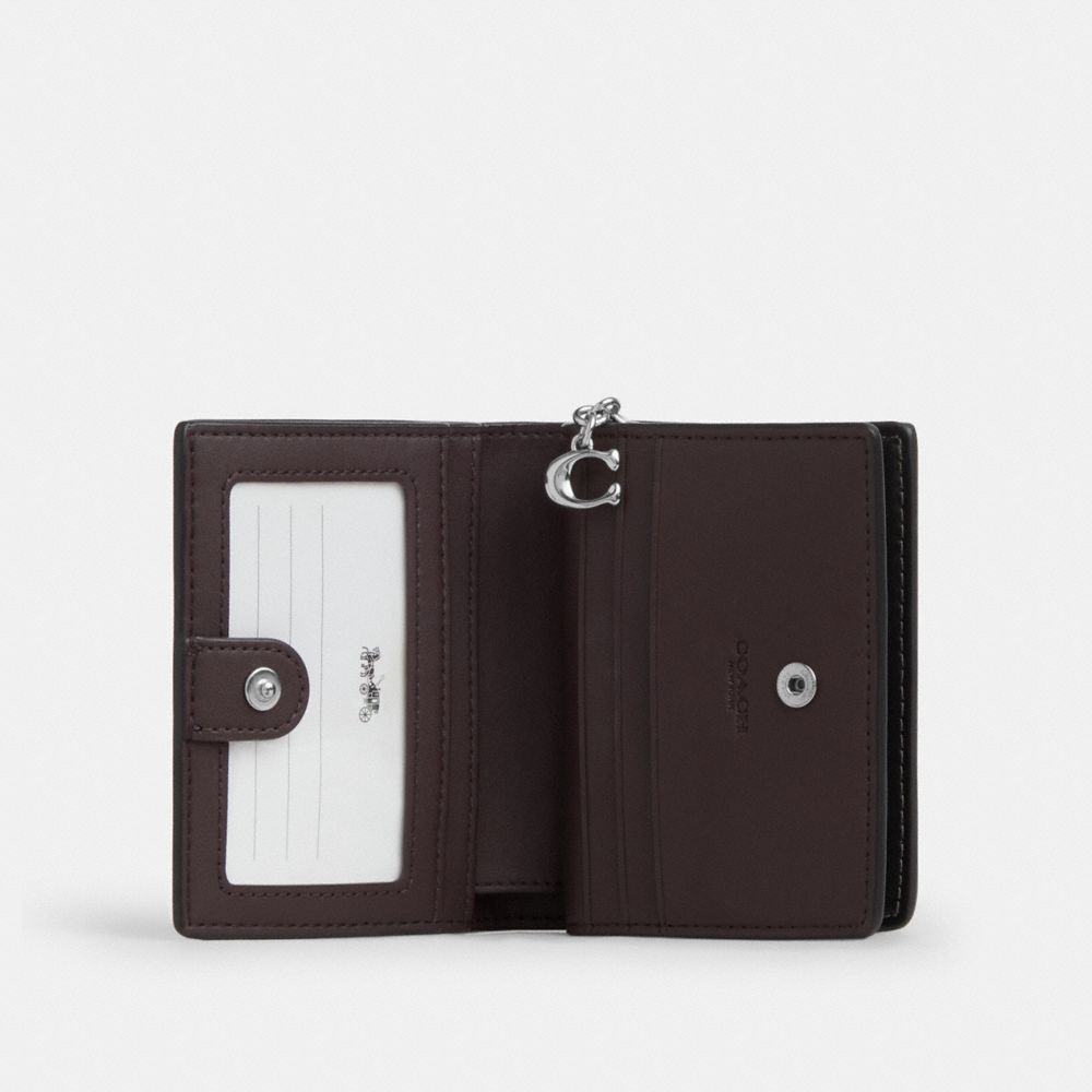 COACH®,Snap Wallet With Star Print,Leather,Canvas,Bi Fold,Metal,Casual,Black,Inside View,Top View