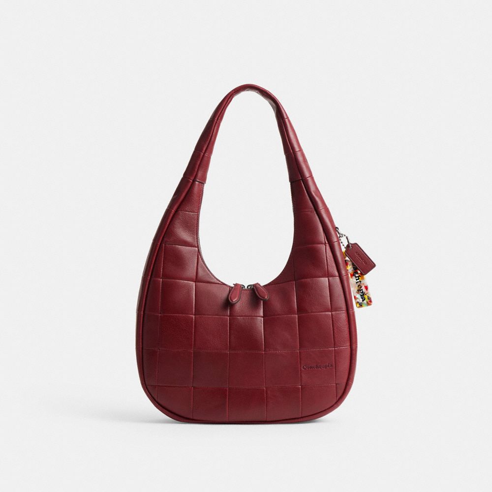 COACH®,Alter/Ego Crescent Shoulder Bag In Upcrafted Leather,Leather,Polyester,Lining Recycled Polyester,Recycled Polyester...,Maroon,Front View