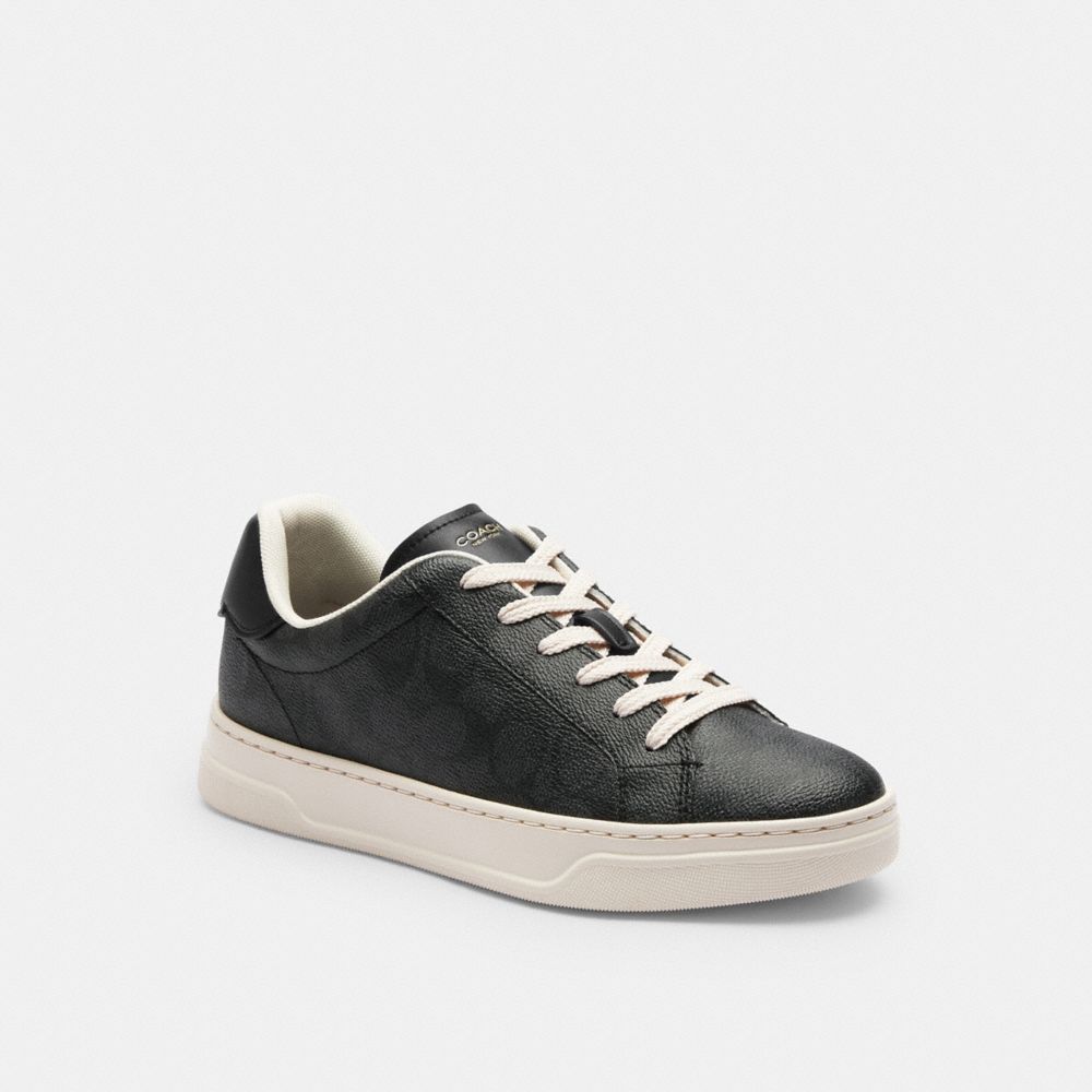 COACH®,High Line Sneaker In Signature Canvas,EVA,Canvas,Leather,Casual,Fabric,Logo,Pull Tab,Casual,,Front View