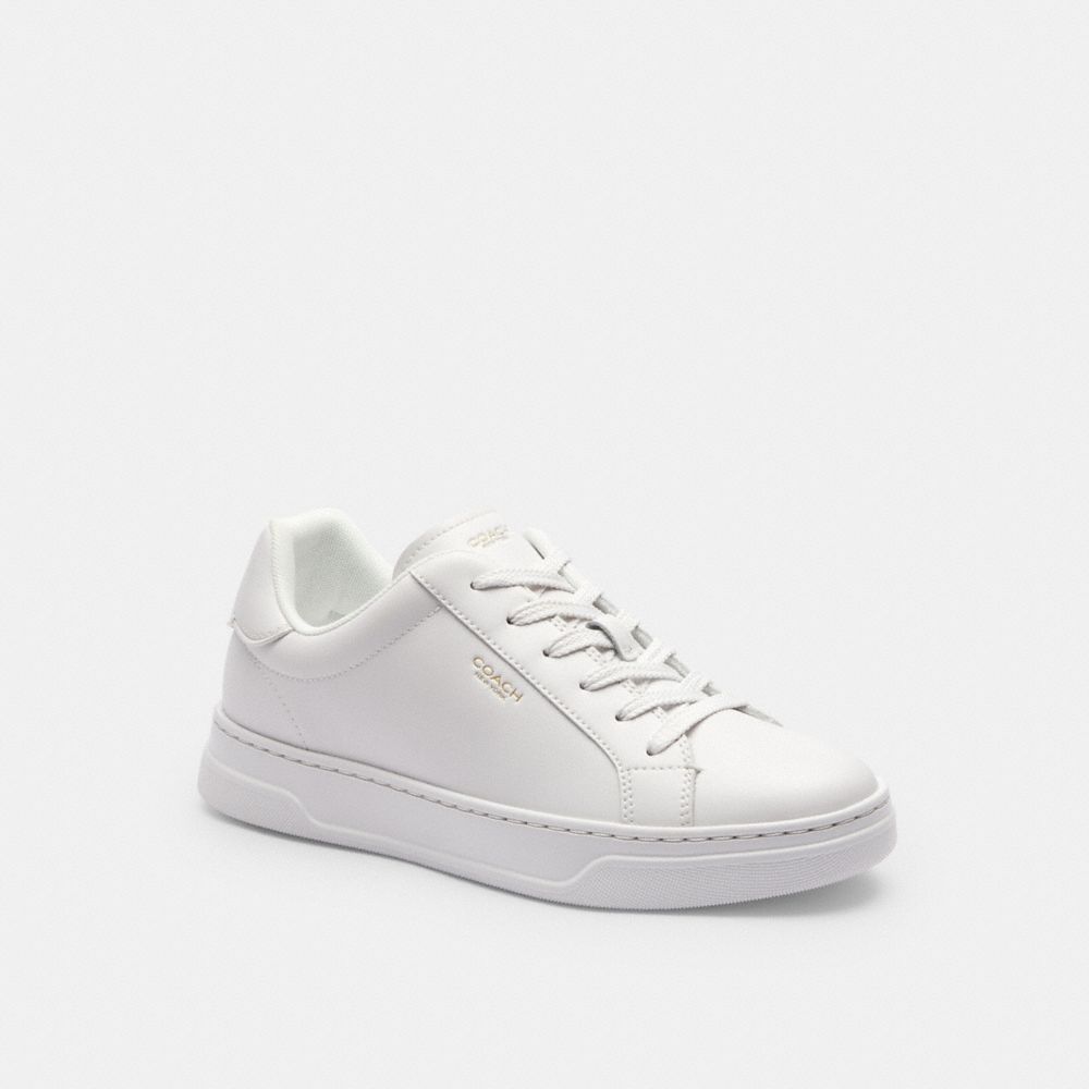 COACH®,High Line Sneaker,Faux Leather,Lining Leather,Vegan Leather,Leather,EVA,Casual,Fabric,Logo,Pull Tab,Cushioned Outso...,White,Front View